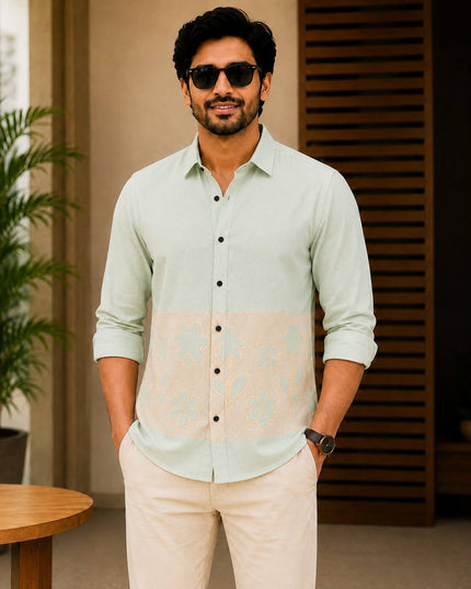 Men's Premium Dobby Cotton Colour Block Shirt | Full Sleeve | 4 Colours - Rosepetals Luxe