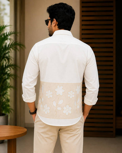 Men's Premium Dobby Cotton Colour Block Shirt | Full Sleeve | 4 Colours - Rosepetals Luxe