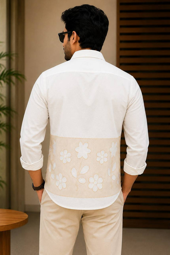 Men's Premium Dobby Cotton Colour Block Shirt | Full Sleeve | 4 Colours - Rosepetals Luxe