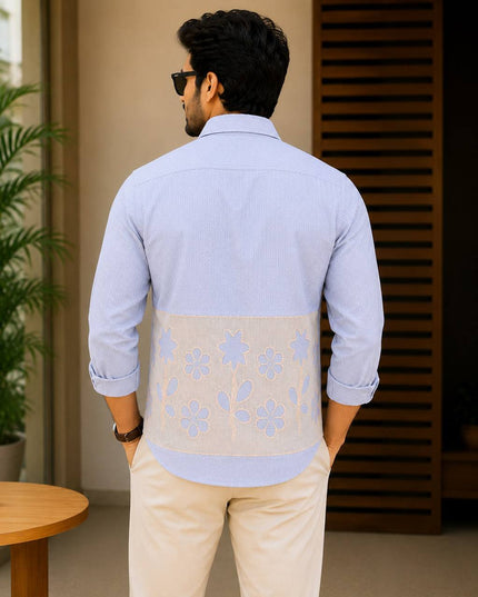 Men's Premium Dobby Cotton Colour Block Shirt | Full Sleeve | 4 Colours - Rosepetals Luxe