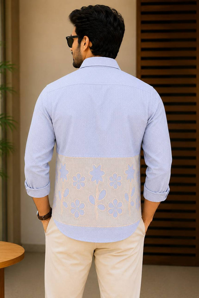 Men's Premium Dobby Cotton Colour Block Shirt | Full Sleeve | 4 Colours - Rosepetals Luxe