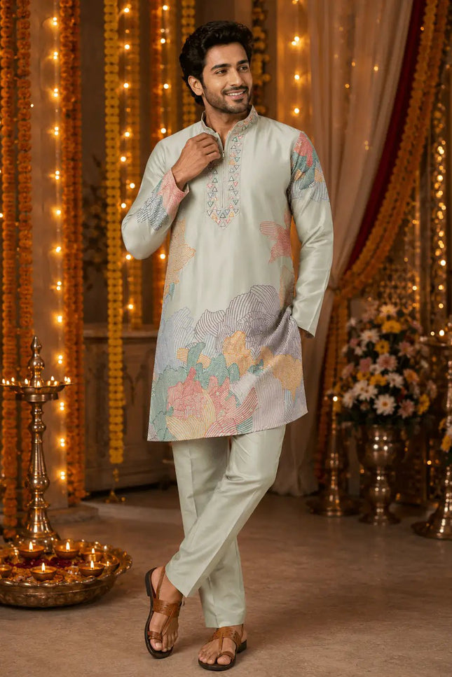 Men's Silk Embroidered Kurta Pant Set | Festive & Wedding Ethnic Wear | Rosepetals Luxe - Rosepetals Luxe