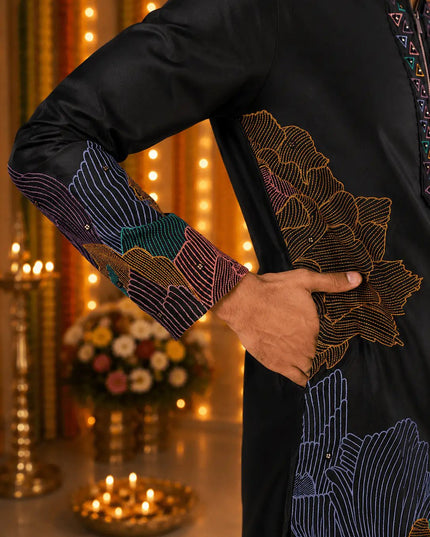 Men's Silk Embroidered Kurta Pant Set | Festive & Wedding Ethnic Wear | Rosepetals Luxe - Rosepetals Luxe