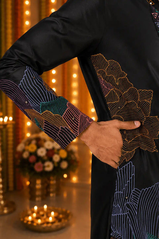 Men's Silk Embroidered Kurta Pant Set | Festive & Wedding Ethnic Wear | Rosepetals Luxe - Rosepetals Luxe