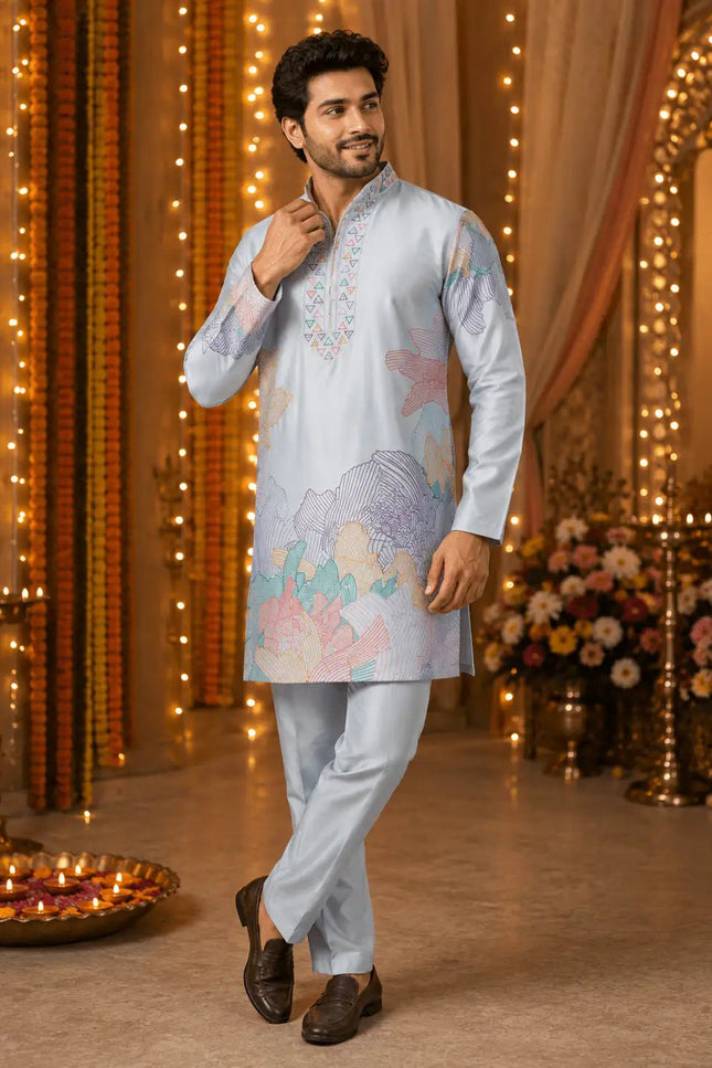 Men's Silk Embroidered Kurta Pant Set | Festive & Wedding Ethnic Wear | Rosepetals Luxe - Rosepetals Luxe