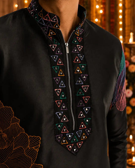 Men's Silk Embroidered Kurta Pant Set | Festive & Wedding Ethnic Wear | Rosepetals Luxe - Rosepetals Luxe