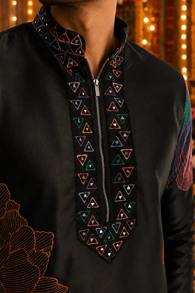 Men's Silk Embroidered Kurta Pant Set | Festive & Wedding Ethnic Wear | Rosepetals Luxe - Rosepetals Luxe