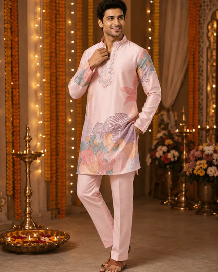 Men's Silk Embroidered Kurta Pant Set | Festive & Wedding Ethnic Wear | Rosepetals Luxe - Rosepetals Luxe