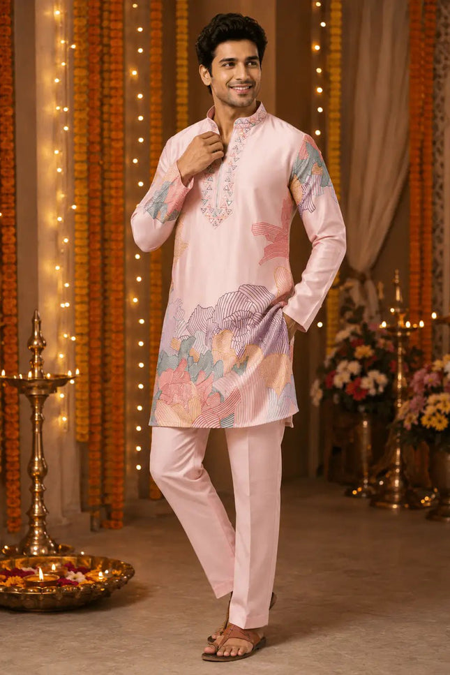 Men's Silk Embroidered Kurta Pant Set | Festive & Wedding Ethnic Wear | Rosepetals Luxe - Rosepetals Luxe