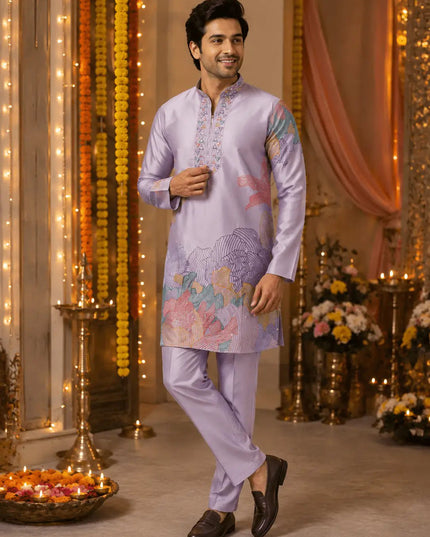 Men's Silk Embroidered Kurta Pant Set | Festive & Wedding Ethnic Wear | Rosepetals Luxe - Rosepetals Luxe