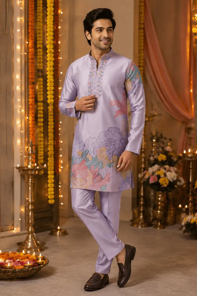 Men's Silk Embroidered Kurta Pant Set | Festive & Wedding Ethnic Wear | Rosepetals Luxe - Rosepetals Luxe