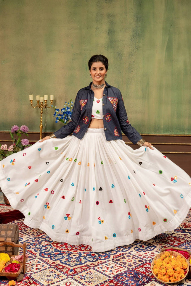 Mirror-Work Kurta & Lehenga Couple Set - Rosepetals Luxe