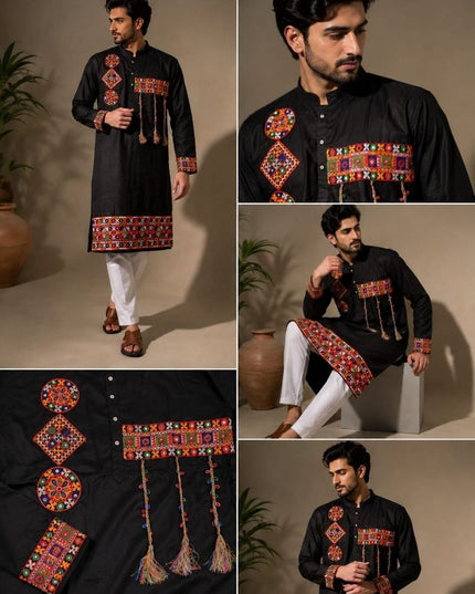 Mirror-Work Kurta & Lehenga | Navratri Couple Edit - Rosepetals Luxe