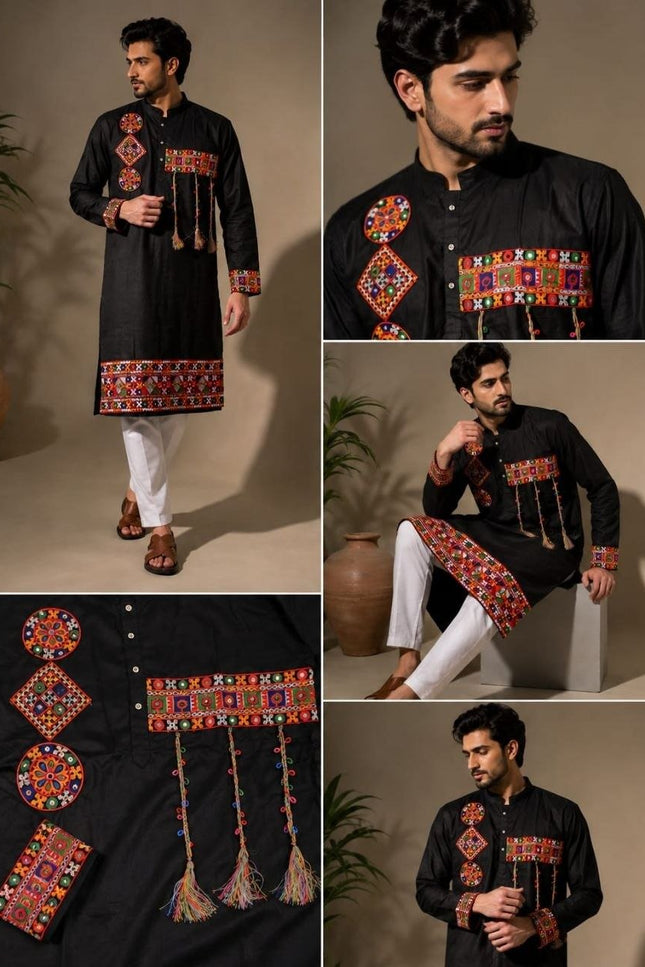 Mirror-Work Kurta & Lehenga | Navratri Couple Edit - Rosepetals Luxe