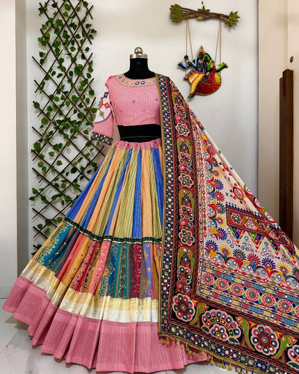 Mirror-Work Muslin Cotton Chaniya Choli - Rosepetals Luxe