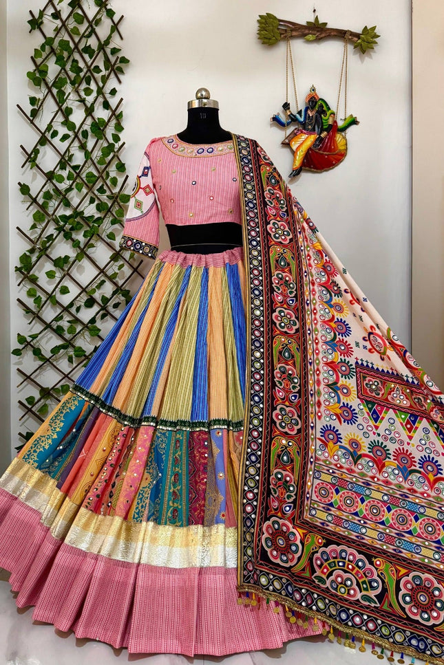 Mirror-Work Muslin Cotton Chaniya Choli - Rosepetals Luxe