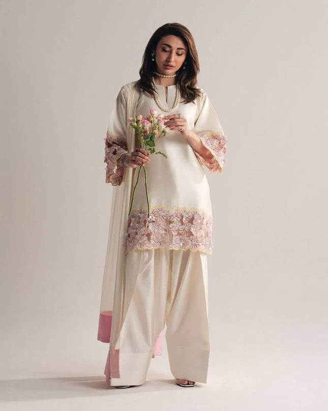 Mom - Daughter Combo Set | Heavy Crepe Silk with Embroidery & Farshi Salwar - Rosepetals Luxe