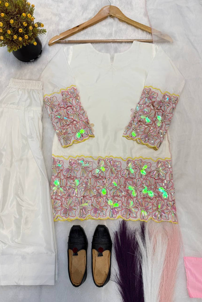 Mom - Daughter Combo Set | Heavy Crepe Silk with Embroidery & Farshi Salwar - Rosepetals Luxe