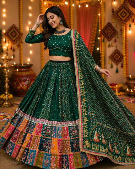 Muslin Cotton Lehenga Choli | Real Mirror Work & Fringe Dupatta | Navratri 2026 - Rosepetals Luxe