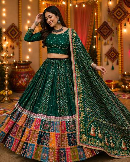 Muslin Cotton Lehenga Choli | Real Mirror Work & Fringe Dupatta | Navratri 2026 - Rosepetals Luxe