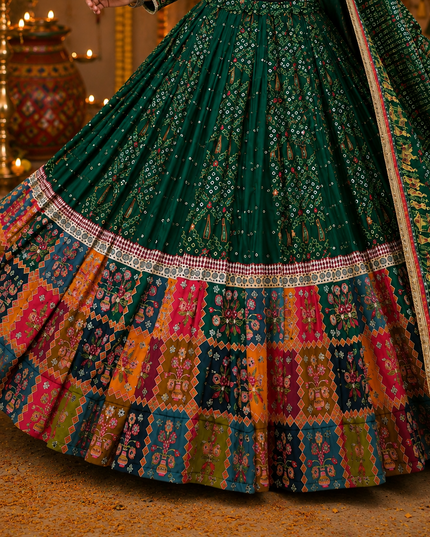 Muslin Cotton Lehenga Choli | Real Mirror Work & Fringe Dupatta | Navratri 2026 - Rosepetals Luxe