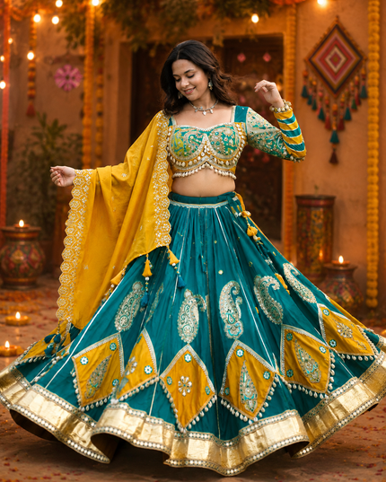 Muslin Cotton Lehenga Choli | Real Mirror Work & Handmade Kodi Lace | Navratri 2026 - Rosepetals Luxe