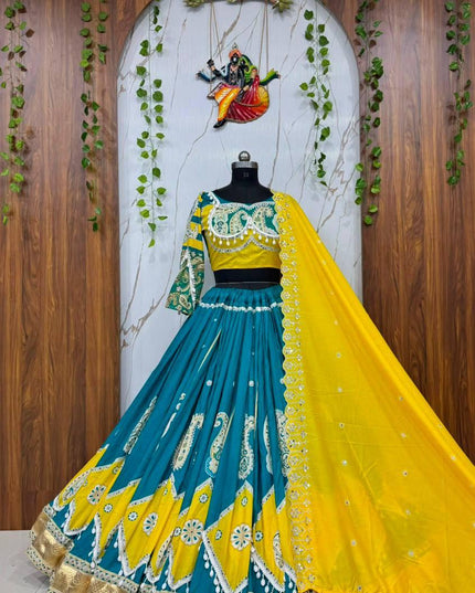 Muslin Cotton Lehenga Choli | Real Mirror Work & Handmade Kodi Lace | Navratri 2026 - Rosepetals Luxe