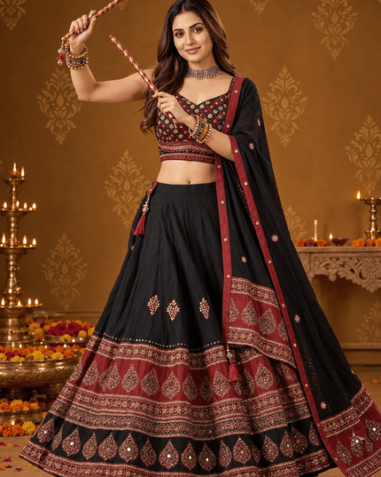 Navaratri Mirror Work Lehenga Choli Set - Rosepetals Luxe