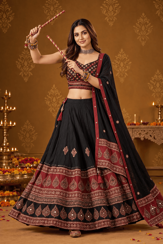 Navaratri Mirror Work Lehenga Choli Set - Rosepetals Luxe