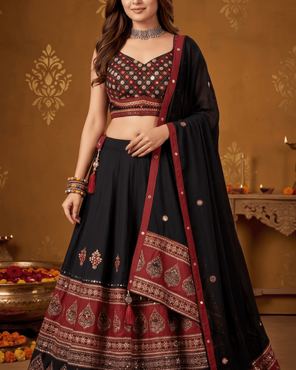 Navaratri Mirror Work Lehenga Choli Set - Rosepetals Luxe