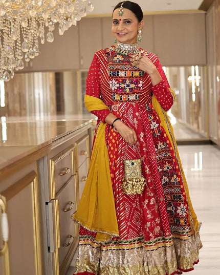 Navratri Lehenga Choli Set | Muslin Cotton with Mirror Work & Georgette Dupatta - Rosepetals Luxe