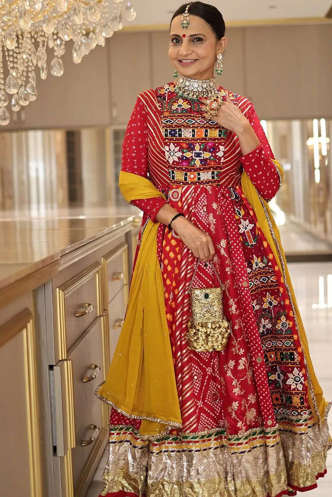 Navratri Lehenga Choli Set | Muslin Cotton with Mirror Work & Georgette Dupatta - Rosepetals Luxe