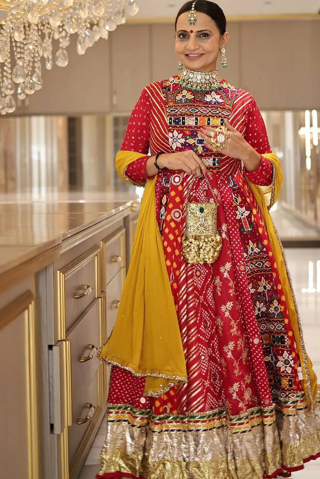 Navratri Lehenga Choli Set | Muslin Cotton with Mirror Work & Georgette Dupatta - Rosepetals Luxe