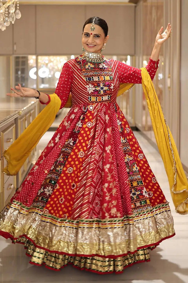 Navratri Lehenga Choli Set | Muslin Cotton with Mirror Work & Georgette Dupatta - Rosepetals Luxe