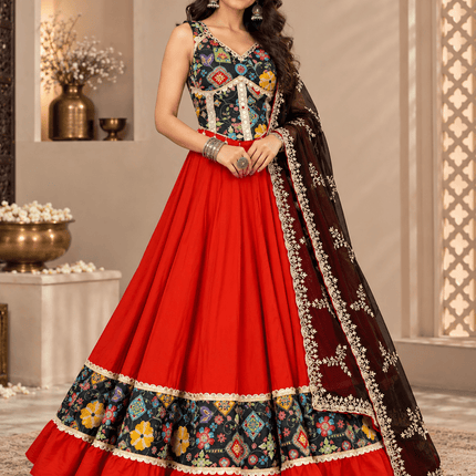 Navratri Mirror Work Lehenga Choli Set with Embroidered Dupatta - Rosepetals Luxe