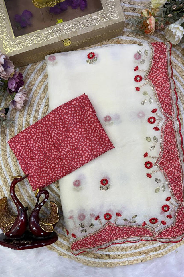 NC Moss Appliqué & Sequin Saree - Rosepetals Luxe