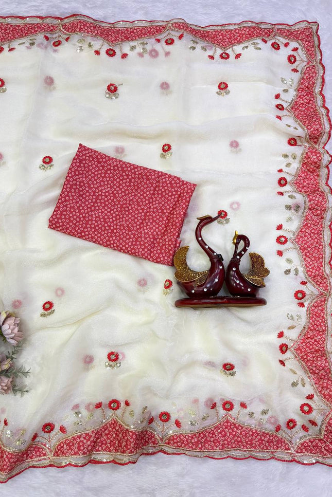 NC Moss Appliqué & Sequin Saree - Rosepetals Luxe