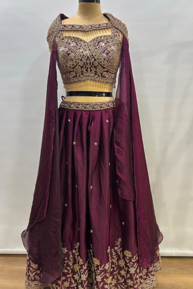 NC Satin Beadwork Lehenga Choli - Rosepetals Luxe