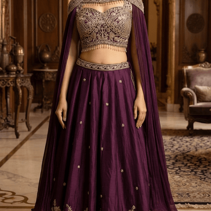 NC Satin Beadwork Lehenga Choli - Rosepetals Luxe