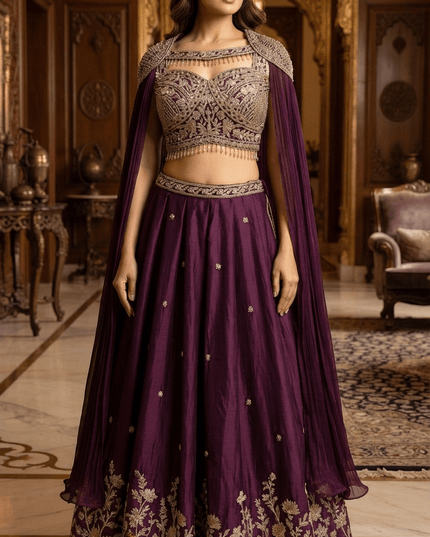 NC Satin Beadwork Lehenga Choli - Rosepetals Luxe