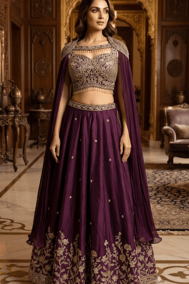 NC Satin Beadwork Lehenga Choli - Rosepetals Luxe