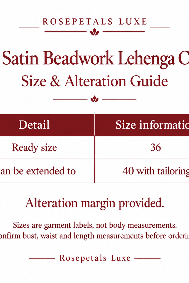NC Satin Beadwork Lehenga Choli - Rosepetals Luxe