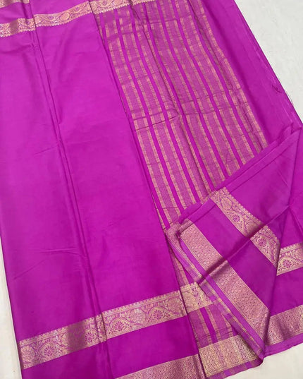 New Arrival Mysore Silk Saree | Pure Zari Border & Rich Pallu - Rosepetals Luxe