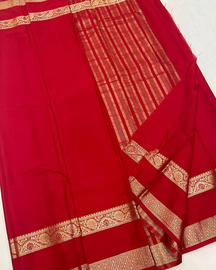 New Arrival Mysore Silk Saree | Pure Zari Border & Rich Pallu - Rosepetals Luxe