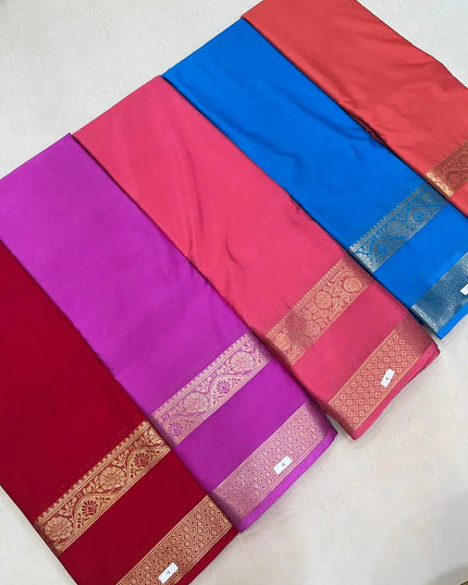 New Arrival Mysore Silk Saree | Pure Zari Border & Rich Pallu - Rosepetals Luxe