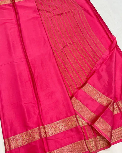 New Arrival Mysore Silk Saree | Pure Zari Border & Rich Pallu - Rosepetals Luxe