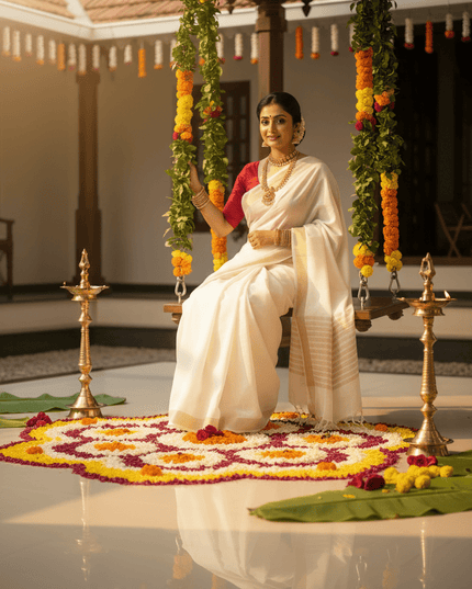 New Soft Cotton Saree with Red Banglori Silk Contrast Blouse - Rosepetals Luxe
