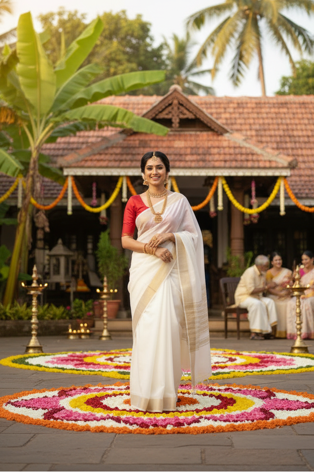 New Soft Cotton Saree with Red Banglori Silk Contrast Blouse - Rosepetals Luxe