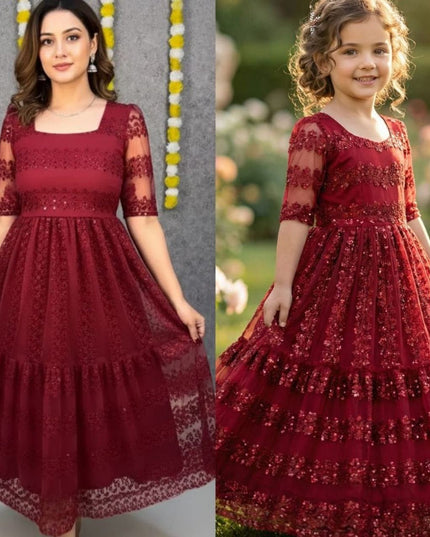 New Trendy Mom & Daughter Beautiful Matching Combo Frock - Rosepetals Luxe