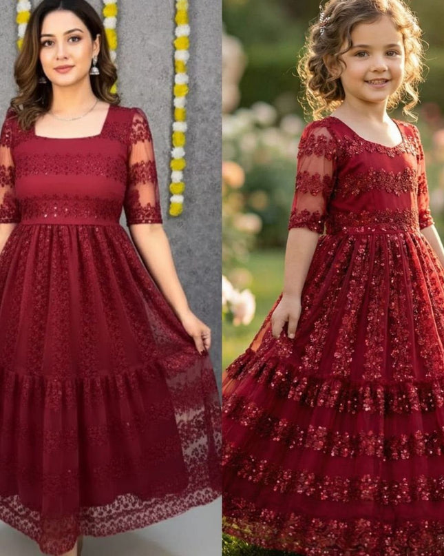 New Trendy Mom & Daughter Beautiful Matching Combo Frock - Rosepetals Luxe